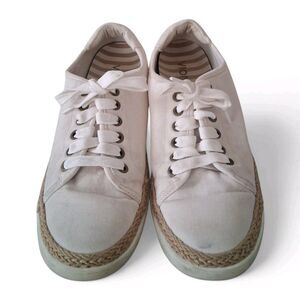 Vionic Espadrille Sunny Hattie 8.5 Canvas Sneakers Shoes Ivory